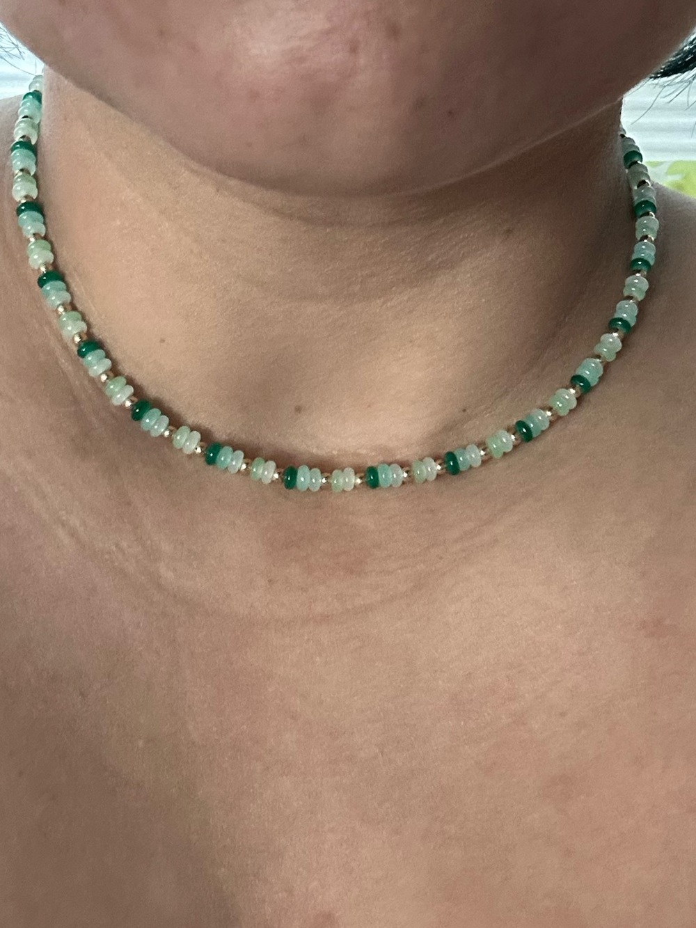 Handmade Green Beaded Choker Necklace
